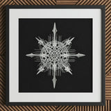 Actiniae - Ernst Haeckel Ocean Life Art Print / Canvas Detailed Silver Metallic Snowflake Artwork Intricate Symmetrical Patterns Haeckel’s,