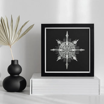 Actiniae - Ernst Haeckel Ocean Life Art Print / Canvas Framed Black White Artwork Intricate Snowflake-like Design Haeckel’s, Hypnotic