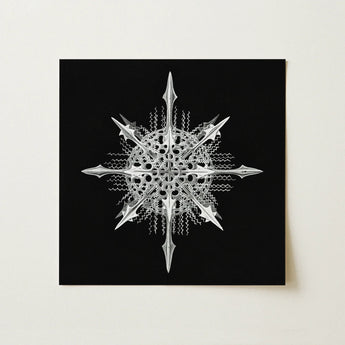 Actiniae - Ernst Haeckel Ocean Life Art Print / Canvas Silver Intricately Designed Snowflake Artwork Sharp Angular Points Ernst Haeckel’s