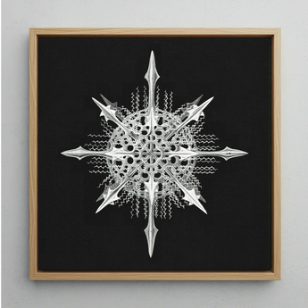 Actiniae - Ernst Haeckel Ocean Life Art Print / Canvas Silver Metallic Snowflake Artwork Intricate Spiked Arms Lace-like Ernst Haeckel’s