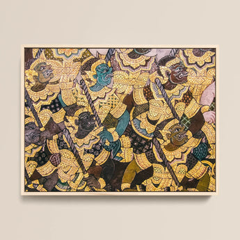 Action Men - Ancient Thai Temple Art Print / Canvas, 16x12’’ / 41x31cm / Natural Frame, Posters Prints & Visual Artwork, Toby Leon