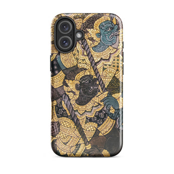 Action Men - Thai Temple Art Phone Case Phone Case Thai Art Ancient Artistry, Spellbinding Ramayana Battle, Temple