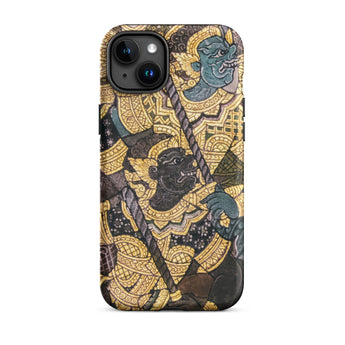 Action Men - Thai Temple Art Phone Case Iphone 15 Plus / Matte Ornate Phone Case Ancient Thai Artistry, Spellbinding Ramayana Battle,