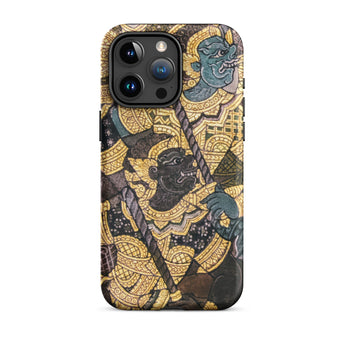 Action Men - Thai Temple Art Phone Case Iphone 15 Pro Max / Matte Iphone Case Thai Art Ancient Artistry, Spellbinding Ramayana Battle,