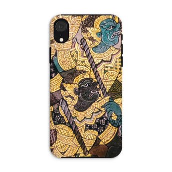 Action Men - Thai Temple Art Phone Case Iphone Xr / Matte Phone Case Intricate Thai-style Artwork Mythical Figures Gold Ancient Thai