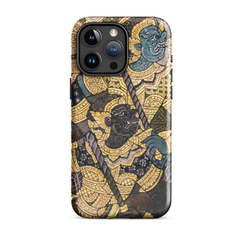 Action Men - Thai Temple Art Phone Case Ornate Phone Case Thai Art Ancient Artistry, Spellbinding Ramayana Battle, Temple