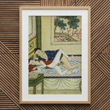 Actor and Scholar - F. M. Bertholet Collection Art Print / Canvas Erotic Painting Two Figures Partially Nude Bed, Scholar’s Gaze Anchors,