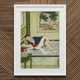 Actor and Scholar - F. M. Bertholet Collection Art Print / Canvas Framed Colorful Ukiyo-e Style Print Intimate Scene Two Bertholet
