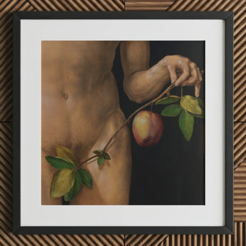 Adam - Albrecht Durer Art Print / Canvas Framed Painting Nude Male Figure Apple Branch Green Dürer’s Grips, Northern Renaissance Master,