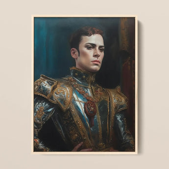 The Admiral - Barocker schwuler Marineporträt-Kunstdruck / Leinwand, 11x14’’ / 28x36cm / Naturrahmen, Poster-Drucke & visuelle Kunstwerke, Toby Leon