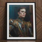 The Admiral - Baroque Gay Naval Portrait Art Print / Canvas Framed Man Ornate Dark Blue Gold Armor Ostentatious Military, Regal Splendor,