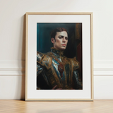 The Admiral - Baroque Gay Naval Portrait Art Print / Canvas Framed Portrait Man Ornate Metallic Armor Gold Accents Ostentatious Military