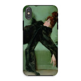 After the Ball - Ramon Casas y Carbo Phone Case Iphone Xs / Matte Phone Case Painting Woman Black Dress Ramon Casas, Fevered Sigh, Her