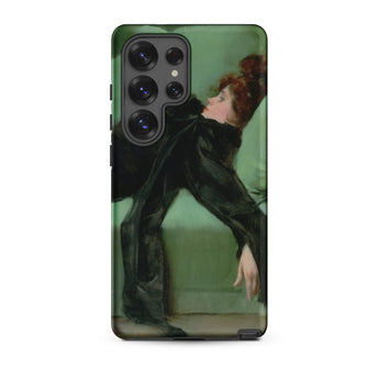 After the Ball - Ramon Casas y Carbo Phone Case Samsung Galaxy S25 Ultra / Matte Sleek Black Phone Case Vibrant Green-toned Painting Woman