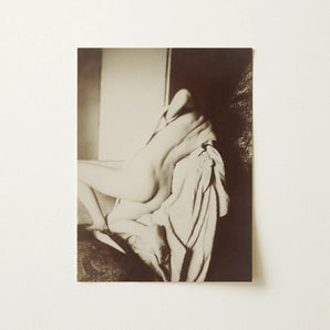 After the Bath - Edgar Degas Art Print / Canvas Black-and-white Photographic Nude Figure Draped Fabric Mounted, Body Curling, Lamplight