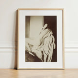 After the Bath - Edgar Degas Art Print / Canvas Minimalist Wooden-framed Black-and-white Photographic Nude Figure Draped, Body Curling,