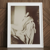 After the Bath - Edgar Degas Art Print / Canvas White-framed Black-and-white Photographic Print Nude Figure Draped Fabric Edgar Degas Art,