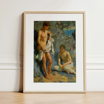 After the Bath - Henry Scott Tuke Art Print / Canvas, 12x16’’ / 31x41cm / Natural Frame / Matboard, Posters Prints & Visual Artwork, Toby