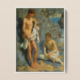 After the Bath - Henry Scott Tuke Art Print / Canvas, 12x16’’ / 31x41cm / White Frame, Posters Prints & Visual Artwork, Toby Leon