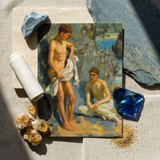 After the Bath - Henry Scott Tuke Art Print / Canvas Rectangular Canvas Print Classical Oil Painting Two Nude Tuke Orchestrates Color,