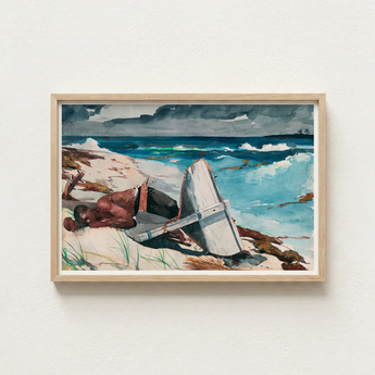 Watercolor Painting Light Wood Frame Depicts Man Sandy Winslow Homer Art, Print, Homer’s