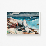 Watercolor Painting White Frame Man Beach Weathered Light-colored Winslow Homer Art, Print, Homer’s
