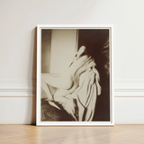 After the Bath - Edgar Degas Art Print / Canvas Black-and-white Framed Photograph Nude Figure Draped Fabric Encased, Body Curling,