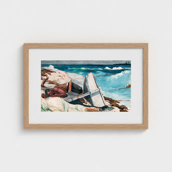 After the Hurricane - Winslow Homer Art Print / Canvas Watercolor Painting Light Wood Frame Man Beach Overturned, Homer’s Prints