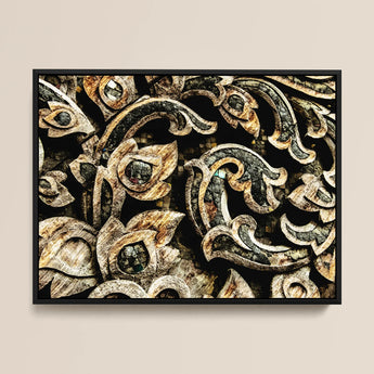 Against the Grain - Thai Woodwork Art Print / Canvas, 16x12’’ / 41x31cm / Black Frame, Posters Prints & Visual Artwork, Toby Leon