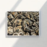 Framed Artwork Intricate Ornate Carvings Dark Wood Finish Ancient Thai Woodwork, Woodcarving, Weathered Surface