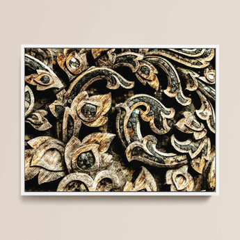 Against the Grain - Thai Woodwork Art Print / Canvas Ancient, Woodcarving, Weathered Surface Prints