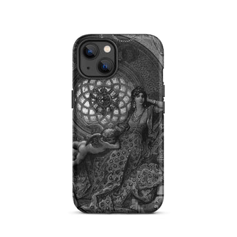 Alcina’s Beauty Overcomes All of Ruggiero’s Misgivings - Gustave Dore Phone Case Iphone 13 / Matte Black Iphone Case Detailed Grayscale