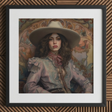 Alex - Lesbian Cowgirl Art Print / Canvas, 12x12’’ / 31x31cm / Black Frame / Matboard, Posters Prints & Visual Artwork, Toby Leon
