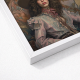 Framed Painting Woman Soft Pastel Tones Ornate Ruffled Lesbian Cowgirl Art, Vintage Wlw, Sapphic Print