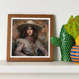 Alex - Lesbian Cowgirl Art Print / Canvas Framed Portrait Painting Figure Victorian-style Dress Wide-brimmed Hat, Vintage Wlw, Sapphic