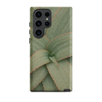 Aloe Pattern Phone Case Samsung Galaxy S23 Ultra / Matte Sleek Phone Case Detailed Close-up Print Aloe Vera Succulent, Star-shaped