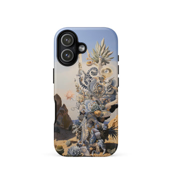 Altar - Surreal Cactus Goddess Art Phone Case Iphone 17 / Matte 12 Mechanical Tree Design Blue Background, Evolved Mobile Cases