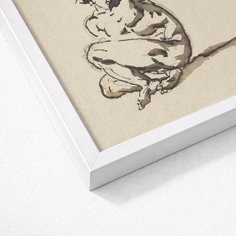 Framed Artwork Sketch Nude Figure Earthy Brown Tones Nicolai Abraham Abildgaard, Male, Collapses, Greek, Tragedy, Single Knotted