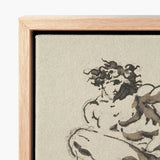 Framed Canvas Print Stylized Ink-wash Depiction Classical Figure Nicolai Abraham Abildgaard, Male Nude, Collapses, Greek, Tragedy, Single