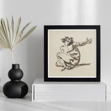 Althaemenes in Despair - Nicolai Abraham Abildgaard Art Print / Canvas Black-framed Sketch Muscular Nude Figure Dynamic Pose Beige, Male,