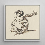 Althaemenes in Despair - Nicolai Abraham Abildgaard Art Print / Canvas Framed Ink Sketch Nude Figure Dynamic Pose Rendered, Male,