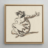 Althaemenes in Despair - Nicolai Abraham Abildgaard Art Print / Canvas Framed Ink Sketch Nude Figure Dynamic Pose Rendered, Male,