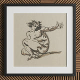 Althaemenes in Despair - Nicolai Abraham Abildgaard Art Print / Canvas Framed Sketch Nude Figure Dynamic Pose Rendered Expressive, Male,