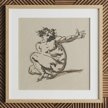 Althaemenes in Despair - Nicolai Abraham Abildgaard Art Print / Canvas Framed Sketch Nude Figure Dynamic Pose Rendered Expressive, Male,