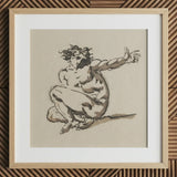 Althaemenes in Despair - Nicolai Abraham Abildgaard Art Print / Canvas Framed Sketch Nude Figure Dynamic Pose Rendered Expressive, Male,