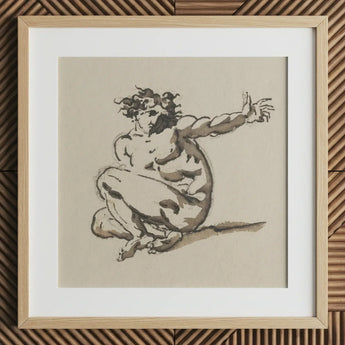 Althaemenes in Despair - Nicolai Abraham Abildgaard Art Print / Canvas Framed Sketch Nude Figure Dynamic Pose Rendered Expressive, Male,