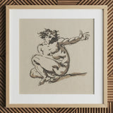 Althaemenes in Despair - Nicolai Abraham Abildgaard Art Print / Canvas Framed Sketch Nude Figure Dynamic Pose Rendered Expressive, Male,