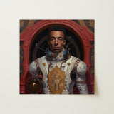 Amari - Gay Black Astronaut Art Print / Canvas Detailed Painting White Gold Ornate Spacesuit Framed, Aesthetic, Gayest Prints