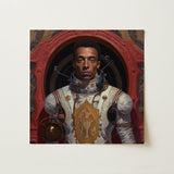 Amari - Gay Black Astronaut Art Print / Canvas Detailed Painting Astronaut White Gold Ornate Spacesuit Framed Gay Black Astronaut,
