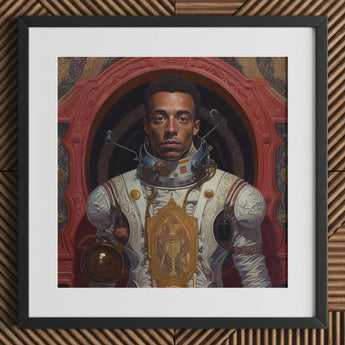 Amari - Gay Black Astronaut Art Print / Canvas Framed Portrait Space Suit Red Gold, Aesthetic, Gayest Prints